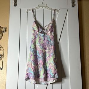 Pastel Marble Slip Dress with Spaghetti Straps